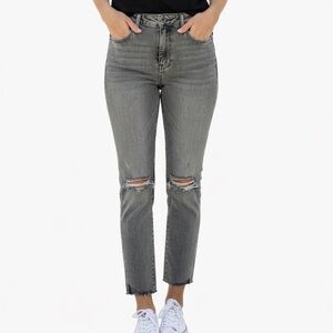 Frame Denim Ankle & Cropped Distressed Gray Jeans, see measurements!